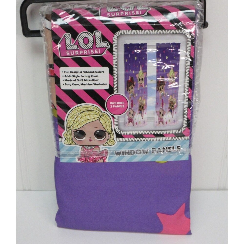 LOL Surprise Dolls Curtains Float Stars Design 82"x63" Kids Room Purple Drapes